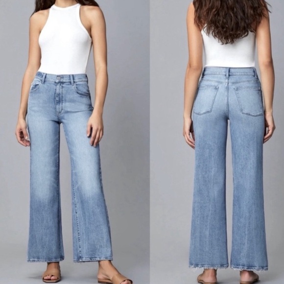 DL1961 Hepburn Wide Leg Jeans in Grand Rapids Blue - Picture 1 of 11
